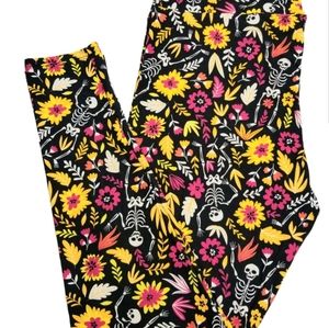 NEW Floral and Skeleton Dia De Los Muertos Sugar Skulls TC2 Lularoe Leggings